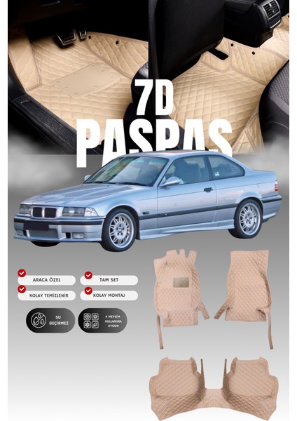 Bmw 3 Serisi E36 (1990-1998) 7d Deri Havuzlu Oto Paspas | Tam Koruma,araca Özel & Hızlı Montaj