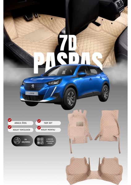 Peugeot E-2008 (2023 ve Sonrası) 7d Deri Havuzlu Oto Paspas | Tam Koruma,araca Özel & Hızlı Montaj