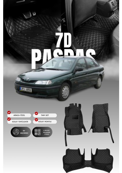 Renault Laguna 1 (1994-2001) 7d Deri Havuzlu Oto Paspas | Tam Koruma,araca Özel Kesim & Hızlı Montaj