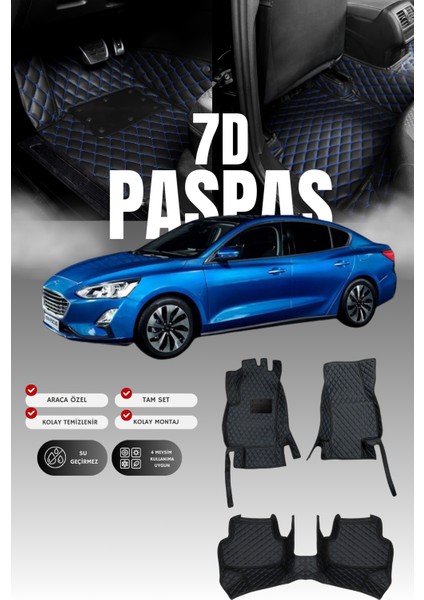 Ford Focus (2018 ve Sonrası) 7d Deri Havuzlu Oto Paspas | Tam Koruma,araca Özel & Hızlı Montaj