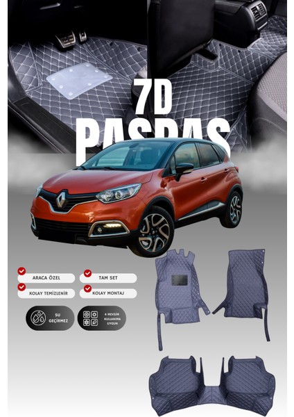 Renault Captur (2013-2019) 7d Deri Havuzlu Oto Paspas | Tam Koruma,araca Özel & Hızlı Montaj