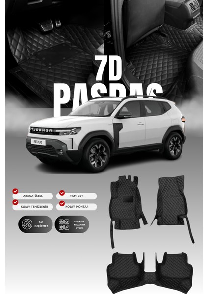 Renault Duster Mild-Hibrit (2024 ve Sonrası) 7d Deri Havuzlu Oto Paspas | Tam Koruma