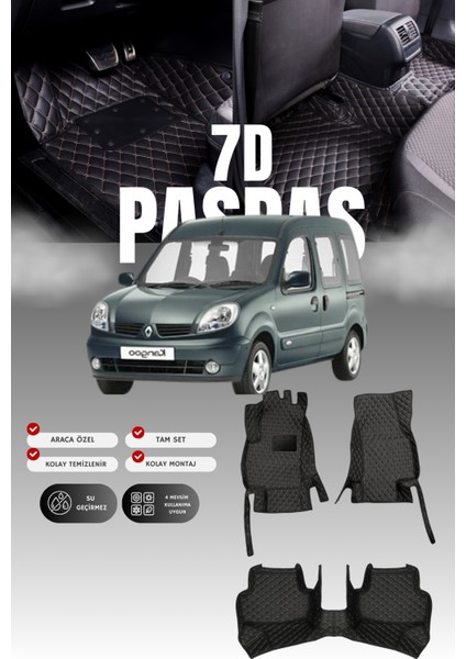 Renault Kangoo (1998-2008) 7d Deri Havuzlu Oto Paspas | Tam Koruma,araca Özel & Hızlı Montaj