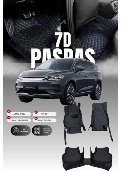 Byd Tang (2018 ve Sonrası) 7d Deri Havuzlu Oto Paspas | Tam Koruma,araca Özel Koruma & Hızlı Montaj