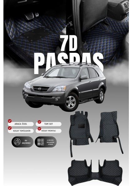 Kia Sorento (2018-2024) 7d Deri Havuzlu Oto Paspas | Tam Koruma,araca Özel Kesim & Hızlı Montaj