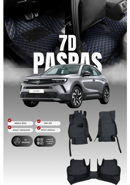 Opel Mokka Benzinli (2021 ve Sonrası) 7d Deri Havuzlu Oto Paspas | Tam Koruma & Hızlı Montaj