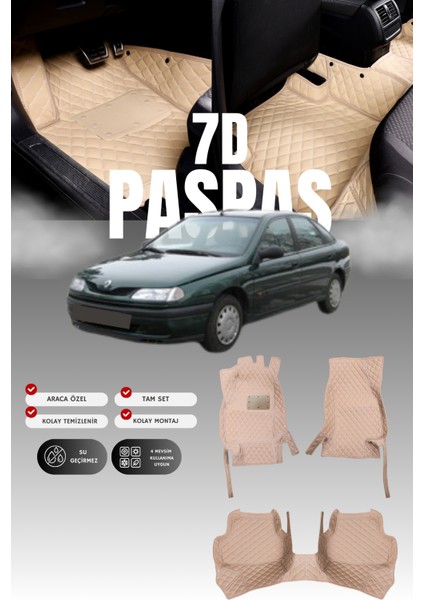 Renault Laguna 1 (1994-2001) 7d Deri Havuzlu Oto Paspas | Tam Koruma,araca Özel Kesim & Hızlı Montaj