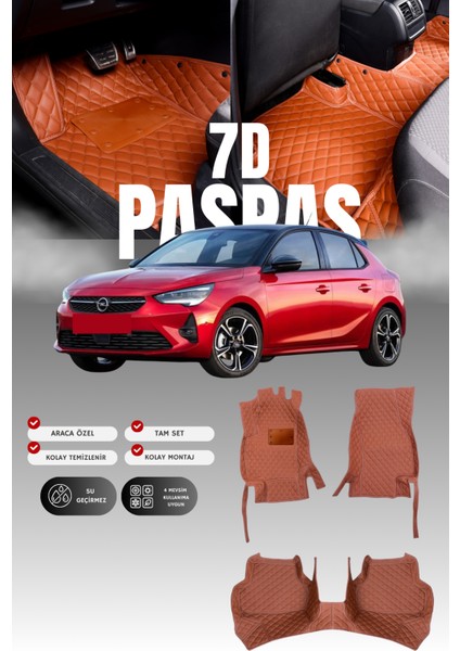 Opel Corsa F (2019 ve Sonrası) 7d Deri Havuzlu Oto Paspas | Tam Koruma,araca Özel & Hızlı Montaj