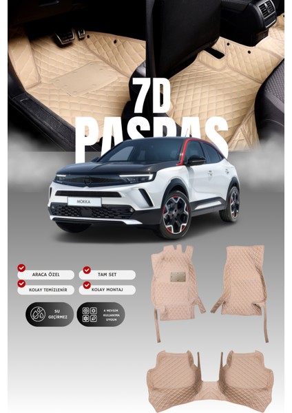 Opel Mokka Elektrikli (2021 ve Sonrası) 7d Deri Havuzlu Oto Paspas | Tam Koruma & Hızlı Montaj