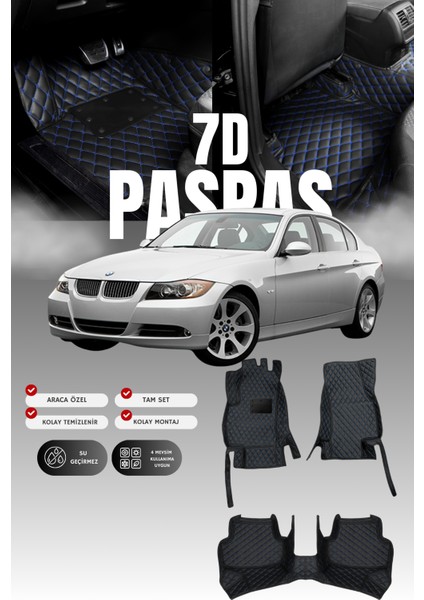 Bmw 3 Serisi E90 (2005-2013) 7d Deri Havuzlu Oto Paspas | Tam Koruma,araca Özel & Hızlı Montaj