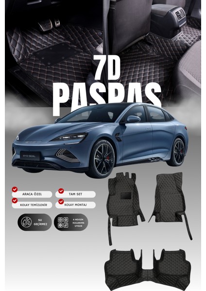 Byd Seal Sedan (2022 ve Sonrası) 7d Deri Havuzlu Oto Paspas | Tam Koruma,araca Özel & Hızlı Montaj