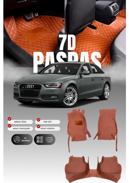 Audi A4 (2008-2016) 7d Deri Havuzlu Oto Paspas | Tam Koruma,araca Özel & Hızlı Montaj