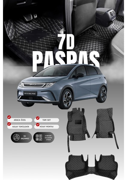 Byd Dolphin (2021 ve Sonrası) 7d Deri Havuzlu Oto Paspas | Tam Koruma,araca Özel & Hızlı Montaj