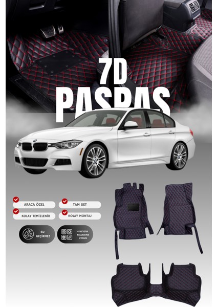 Bmw 3 Serisi F30 (2011-2019) 7d Deri Havuzlu Oto Paspas | Tam Koruma,araca Özel & Hızlı Montaj