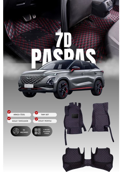 Chery Omada 5 Elektrikli (2022 ve Sonrası) 7d Deri Havuzlu Oto Paspas | Tam Koruma & Hızlı Montaj