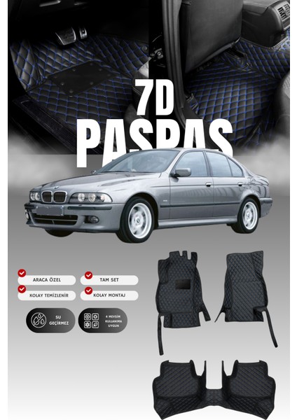 Bmw 5 Serisi E39 (1995-2003) 7d Deri Havuzlu Oto Paspas | Tam Koruma,araca Özel & Hızlı Montaj