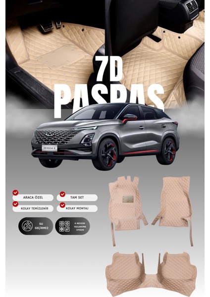 Chery Omada 5 Elektrikli (2022 ve Sonrası) 7d Deri Havuzlu Oto Paspas | Tam Koruma & Hızlı Montaj
