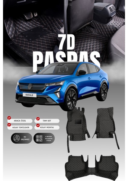 Renault Rafale (2024 ve Sonrası) 7d Deri Havuzlu Oto Paspas | Tam Koruma,araca Özel & Hızlı Montaj