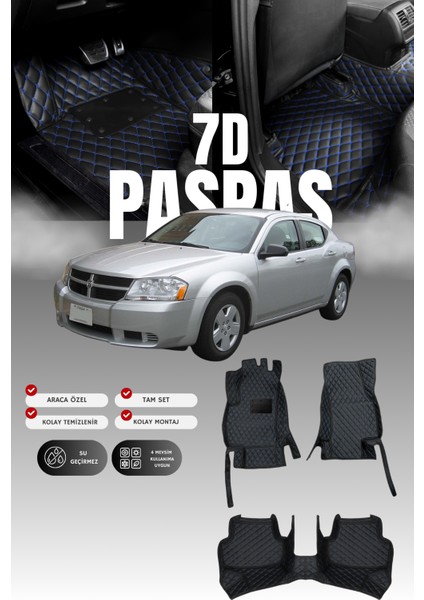 Dodge Avenger (2007-2014) 7d Deri Havuzlu Oto Paspas | Tam Koruma,araca Özel & Hızlı Montaj