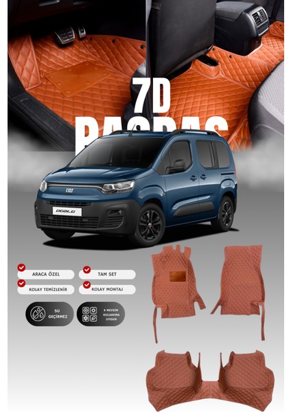 Fiat Doblo (2022 ve Sonrası) 7d Deri Havuzlu Oto Paspas | Tam Koruma,araca Özel & Hızlı Montaj