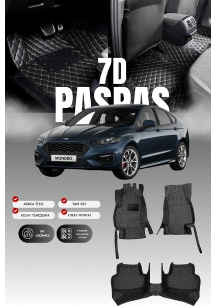 Ford Mondeo (2014-2021) 7d Deri Havuzlu Oto Paspas | Tam Koruma,araca Özel & Hızlı Montaj