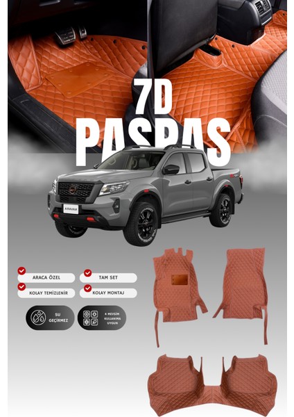 Nissan Navara (2015-2021) 7d Deri Havuzlu Oto Paspas | Tam Koruma,araca Özel & Hızlı Montaj