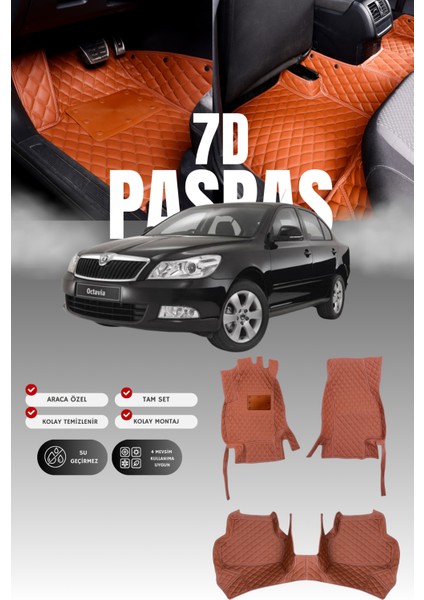 Skoda Octavia (2009-2012) 7d Deri Havuzlu Oto Paspas | Tam Koruma,araca Özel & Hızlı Montaj