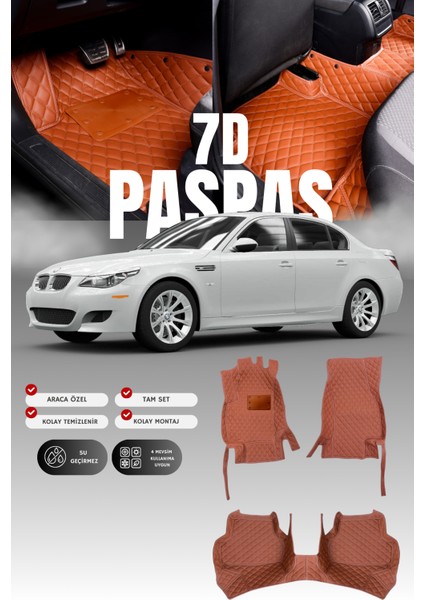 Bmw 5 Serisi E60 (2003-2010) 7d Deri Havuzlu Oto Paspas | Tam Koruma,araca Özel & Hızlı Montaj