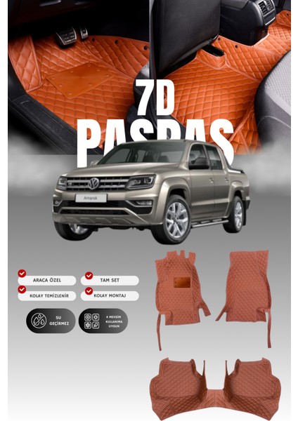 Volkswagen Amarok (2016-2022) 7d Deri Havuzlu Oto Paspas | Tam Koruma,araca Özel & Hızlı Montaj