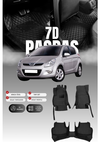 Hyundai I20 (2008-2014) 7d Deri Havuzlu Oto Paspas | Tam Koruma,araca Özel Kesim & Hızlı Montaj