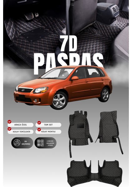 Kia Cerato (2003-2008) 7d Deri Havuzlu Oto Paspas | Tam Koruma,araca Özel Kesim & Hızlı Montaj