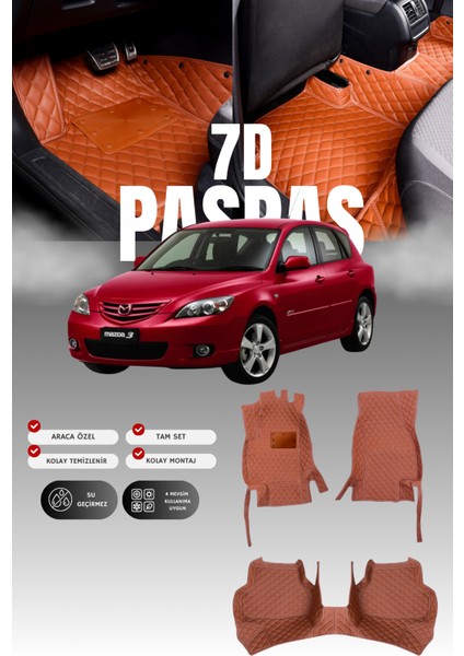 Mazda 3 (2003-2009) 7d Deri Havuzlu Oto Paspas | Tam Koruma,araca Özel Kesim & Hızlı Montaj