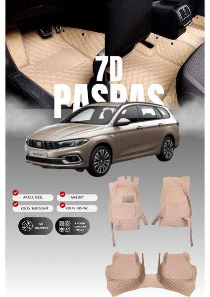 Fiat Egea Station Wagon (2016-2020) 7d Deri Havuzlu Oto Paspas | Tam Koruma & Hızlı Montaj