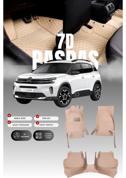 Citroen C5 Aircross (2017 ve Sonrası) 7d Deri Havuzlu Oto Paspas | Tam Koruma & Hızlı Montaj