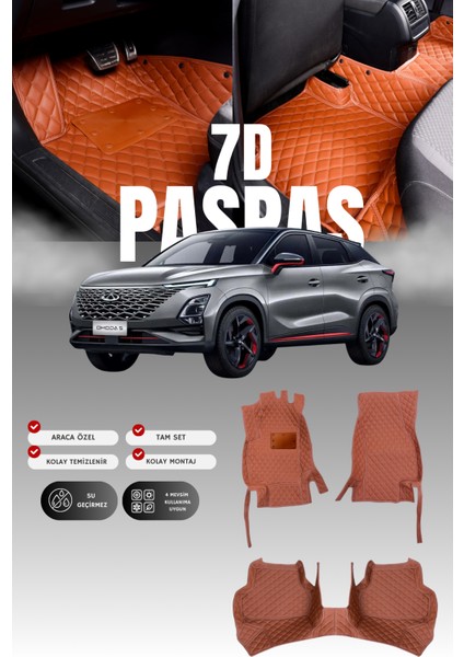 Chery Omada 5 Elektrikli (2022 ve Sonrası) 7d Deri Havuzlu Oto Paspas | Tam Koruma & Hızlı Montaj