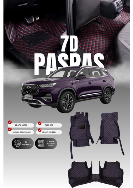 Chery Tiggo 8 Pro Max (2022 ve Sonrası) 7d Deri Havuzlu Oto Paspas | Tam Koruma & Hızlı Montaj