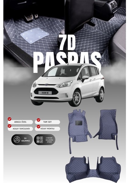 Ford B-Max (2012-2017) 7d Deri Havuzlu Oto Paspas | Tam Koruma,araca Özel & Hızlı Montaj