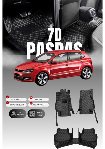 Volkswagen Polo (2010-2017) 7d Deri Havuzlu Oto Paspas | Tam Korum,araca Özel Kesim& Hızlı Montaj