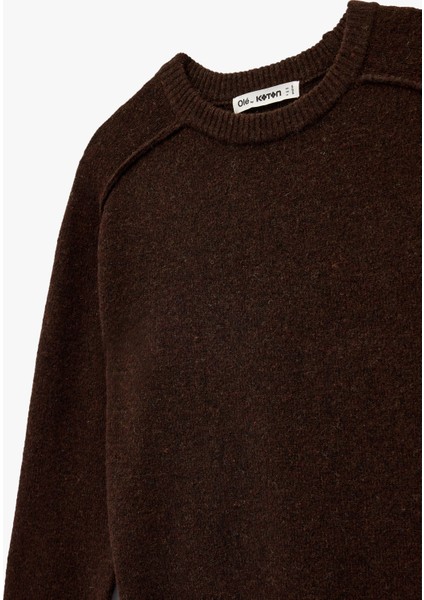 Uzun Kollu Bisiklet Yaka Dikiş Detaylı Basic Triko Kazak modelleri