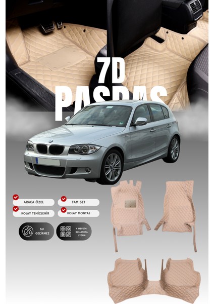 Bmw 1 Serisi E87 (2004-2011) 7d Deri Havuzlu Oto Paspas | Tam Koruma,araca Özel & Hızlı Montaj