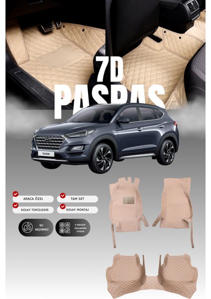 Hyundai Tucson (2015-2020) 7d Deri Havuzlu Oto Paspas | Tam Koruma,araca Özel Kesim & Hızlı Montaj