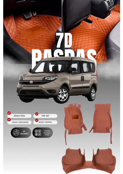 Fiat Doblo (2009-2022) 7d Deri Havuzlu Oto Paspas | Tam Koruma,araca Özel & Hızlı Montaj