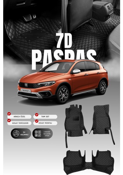 Fiat Egea Cross (2021-2025) 7d Deri Havuzlu Oto Paspas | Tam Koruma,araca Özel & Hızlı Montaj