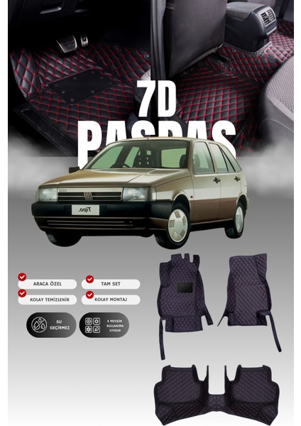 Fiat Tipo (1988-1995) 7d Deri Havuzlu Oto Paspas | Tam Koruma,araca Özel & Hızlı Montaj