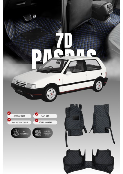 Fiat Uno (1994-2001) 7d Deri Havuzlu Oto Paspas | Tam Koruma,araca Özel & Hızlı Montaj