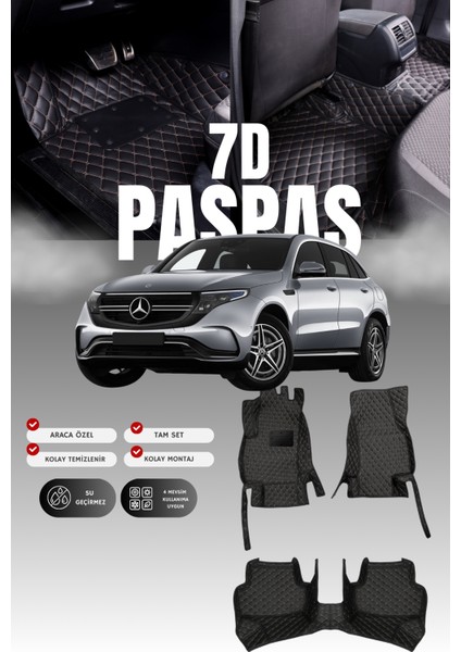 Mercedes Eqs 400 / V297 (2020 ve Sonrası) 7d Deri Havuzlu Oto Paspas | Tam Koruma & Hızlı Montaj