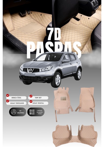 Nissan Qashqai 5 Kişilik (2010-2013) 7d Deri Havuzlu Oto Paspas | Tam Koruma & Hızlı Montaj
