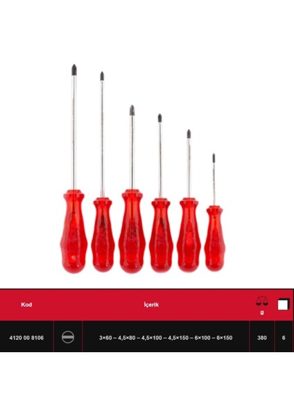 4120008106 Kraft Seri Yıldız Uçlu Tornavida Takımı 6 Parç indirimleri