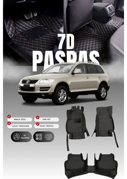 Volkswagen Touareg (2004-2010) 7d Deri Havuzlu Oto Paspas | Tam Koruma,araca Özel & Hızlı Montaj