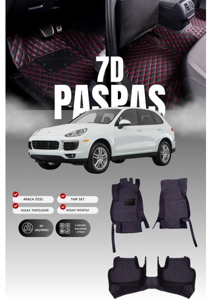 Porsche Cayenne (2010-2017) 7d Deri Havuzlu Oto Paspas | Tam Koruma & Hızlı Montaj